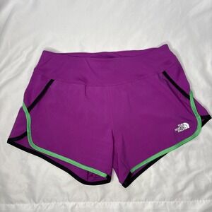 The North Face Women's Small Running Athletic Shorts Purple Green Black Trim